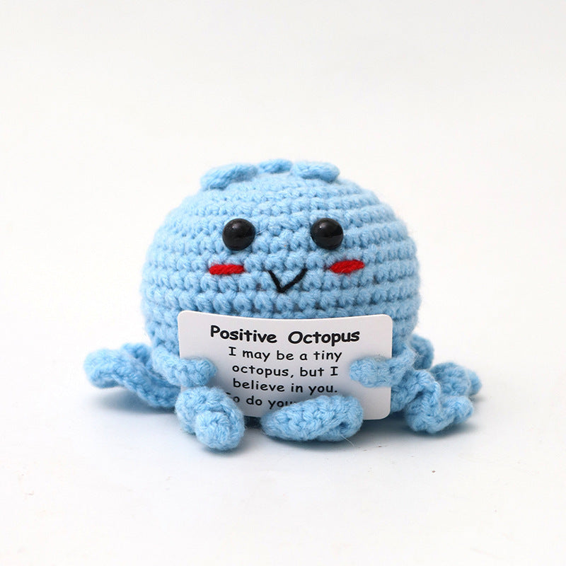 Crocheted Encouragement Doll for Cheerful Desk Decor
