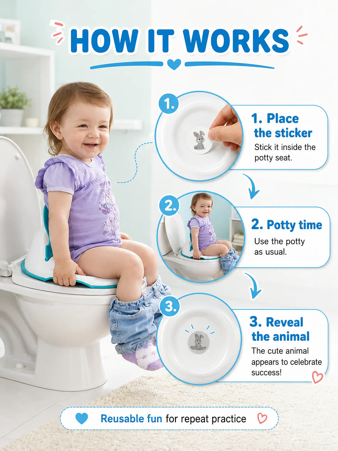 Reusable Potty Training Stickers — Color‑Changing Animal