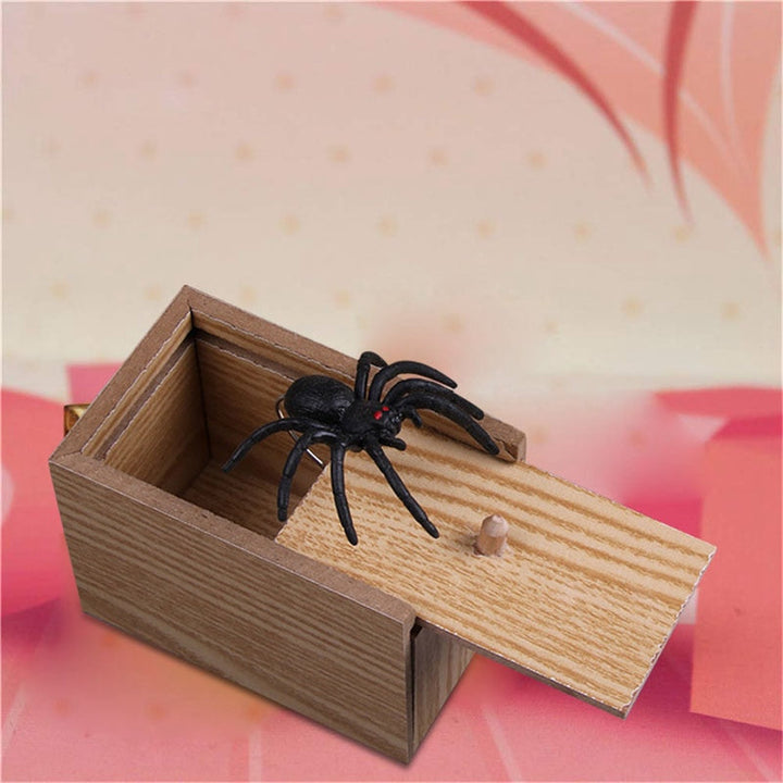 Wooden Prank Box with Lifelike Spring-Loaded Insect