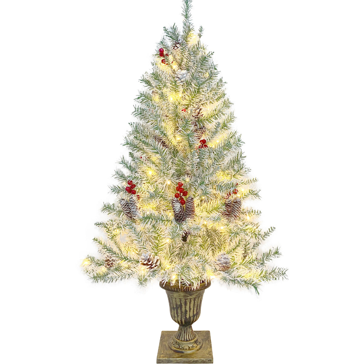 Pre-Lit Christmas Tree Set for Festive Front Doors