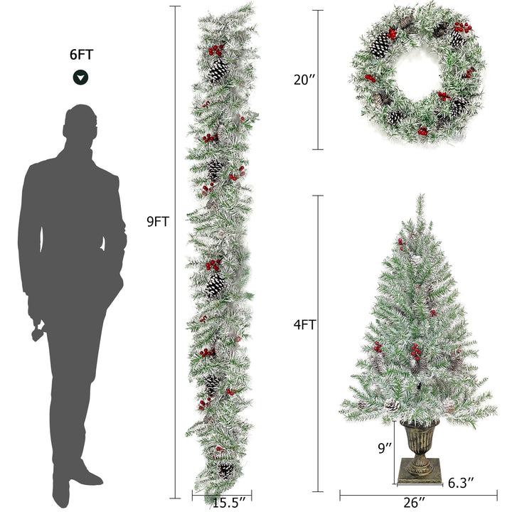 Pre-Lit Christmas Tree Set for Festive Front Doors