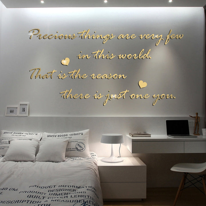 Acrylic Mirror Wall Quote for Romantic Home Styling