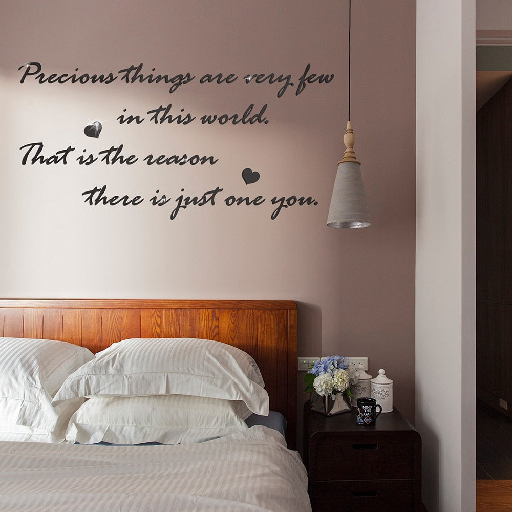 Acrylic Mirror Wall Quote for Romantic Home Styling