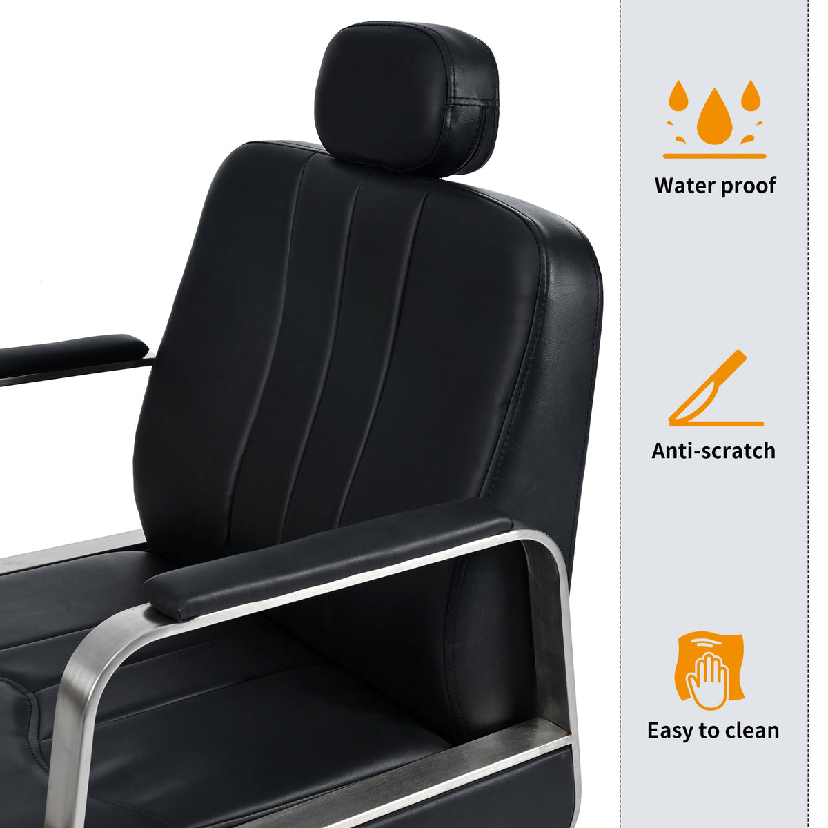 Reclining Barber Chair with Hydraulic Pump, 360° Swivel