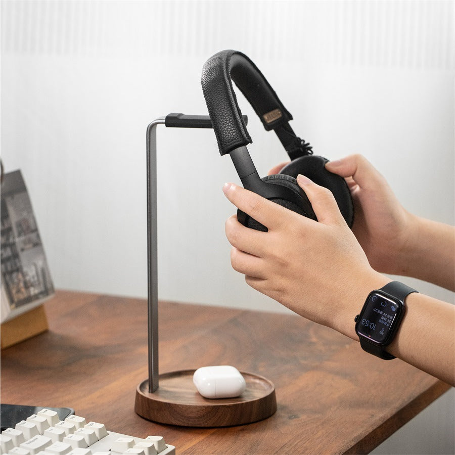 Walnut Wood Headphone Stand for a More Refined Desk