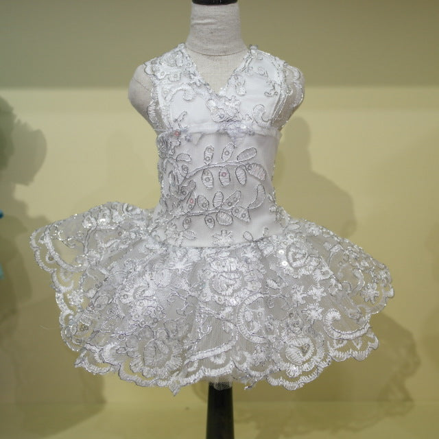 Small Pet Wedding Dress With Embroidered Princess Tutu