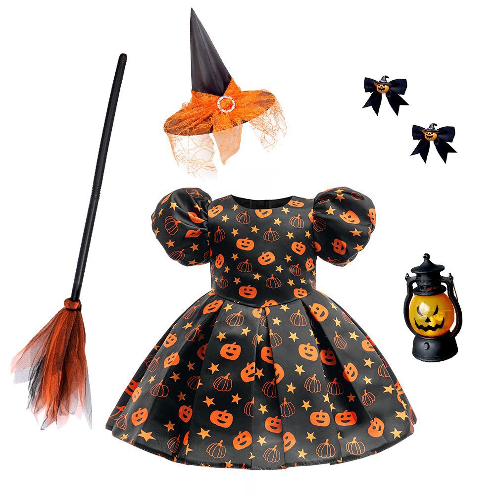 Girls Halloween Princess Costume Dress Set With Accessories