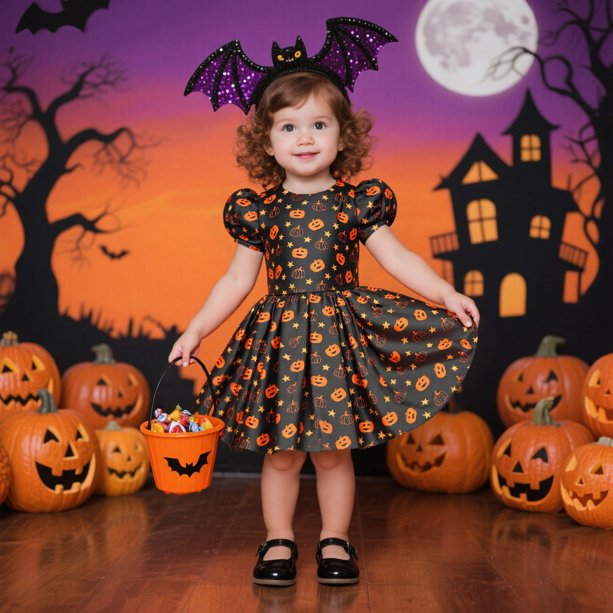 Girls Halloween Princess Costume Dress Set With Accessories
