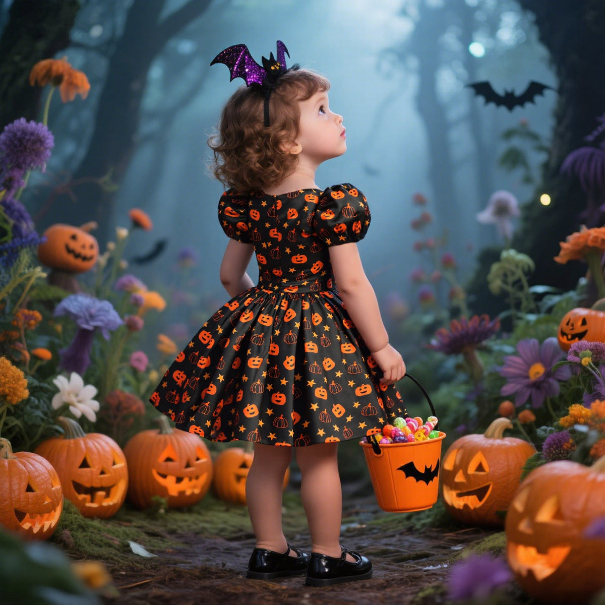 Girls Halloween Princess Costume Dress Set With Accessories