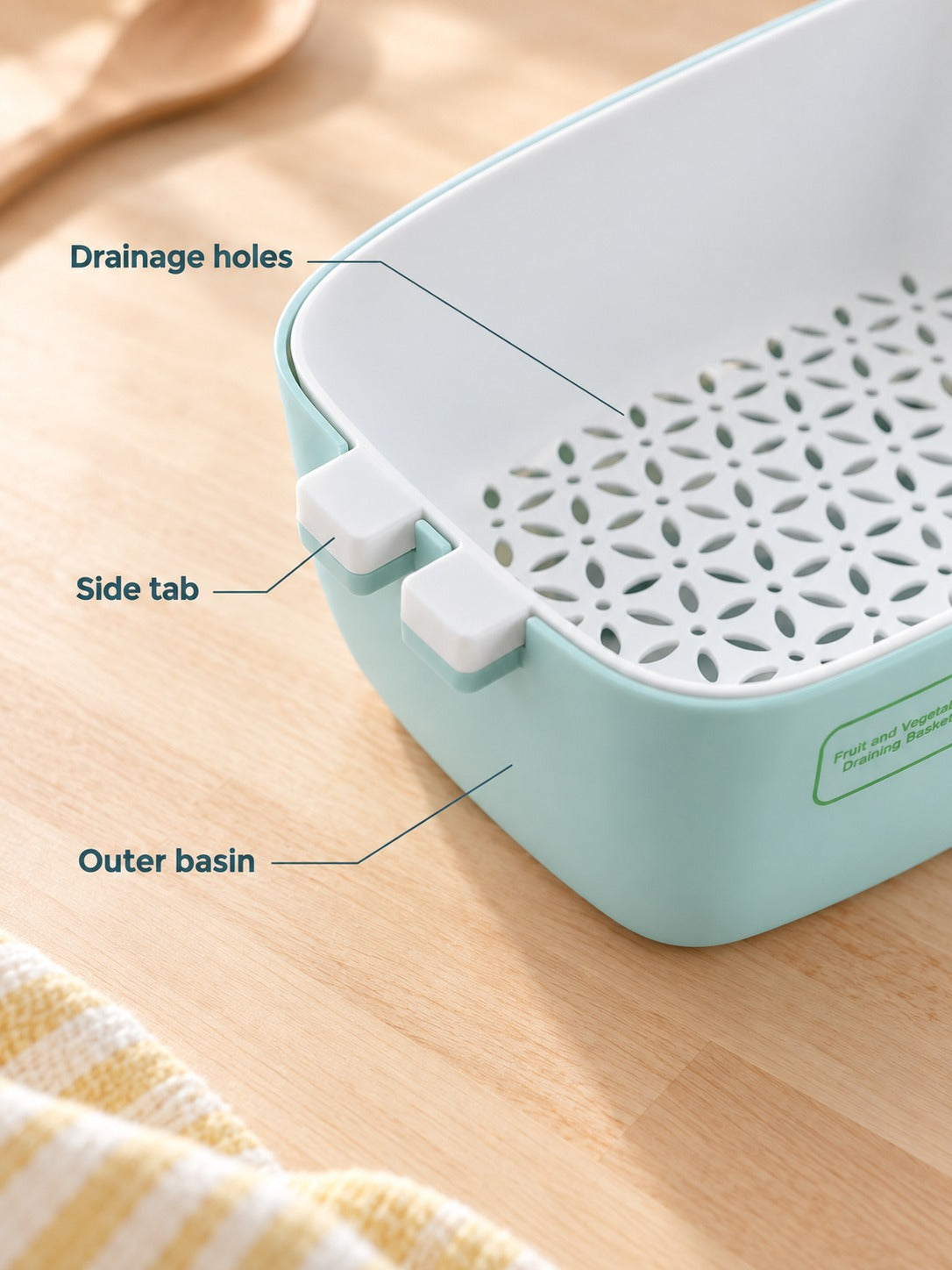 Produce Washing Basket With Two-Tier Drain Tray
