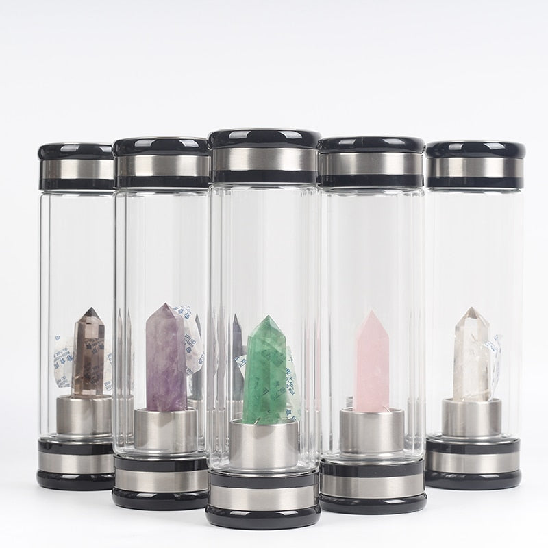 Crystal Gemstone Water Bottle for Ritual Hydration