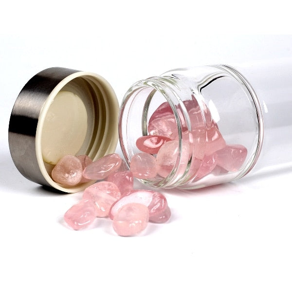 Gemstone Water Bottle With Natural Quartz Display Decor