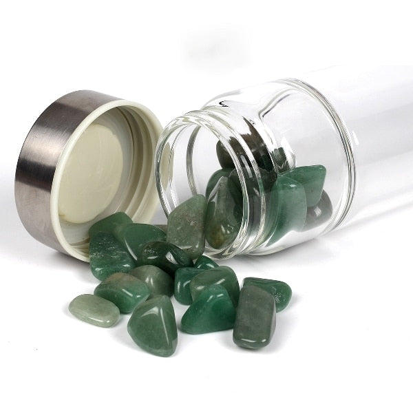 Gemstone Water Bottle With Natural Quartz Display Decor