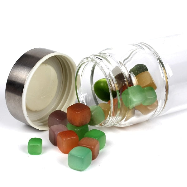 Gemstone Water Bottle With Natural Quartz Display Decor