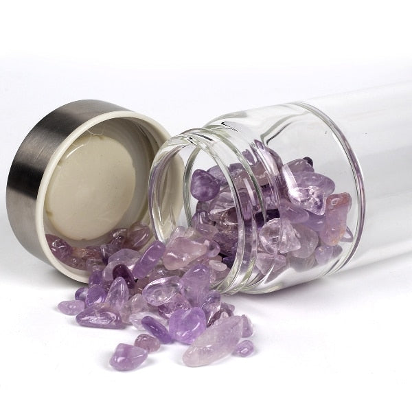 Gemstone Water Bottle With Natural Quartz Display Decor