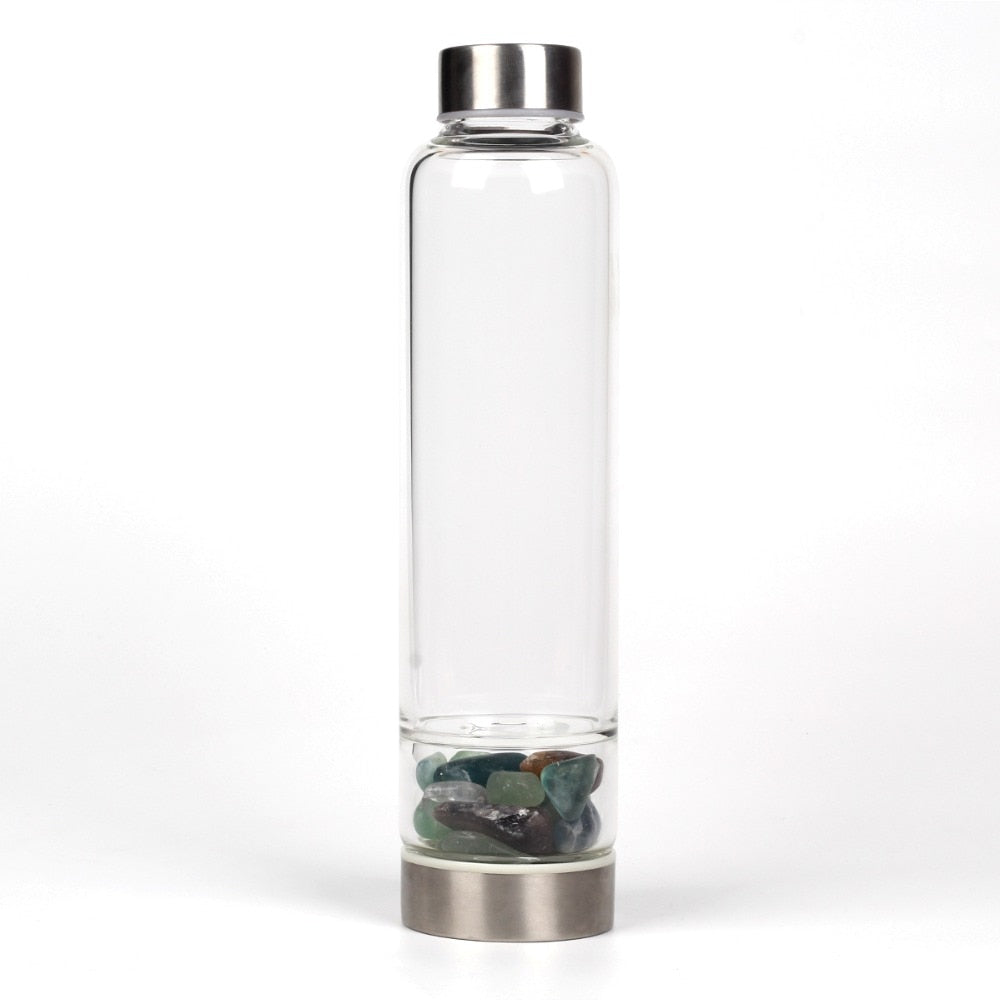 Gemstone Water Bottle With Natural Quartz Display Decor