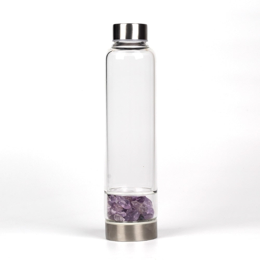 Gemstone Water Bottle With Natural Quartz Display Decor