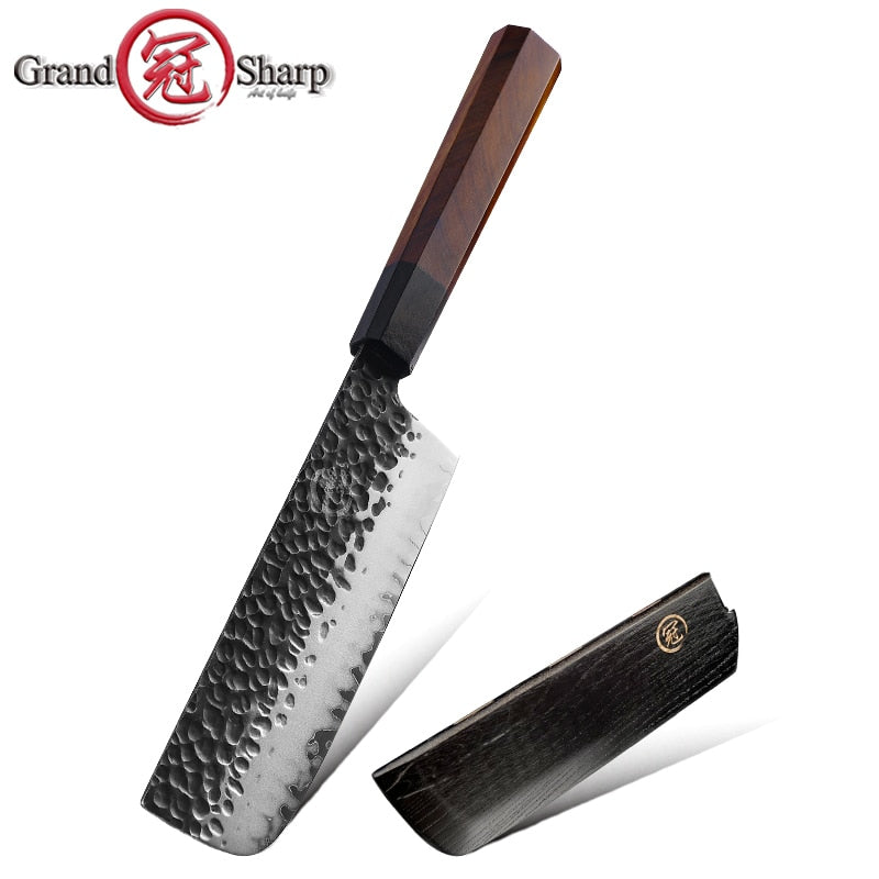 Japanese Chef Knife Set 5-Piece AUS-10 Hammered Steel