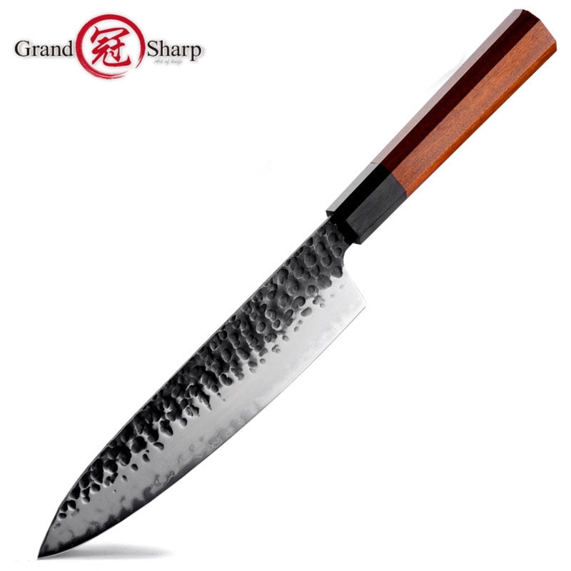 Japanese Chef Knife Set 5-Piece AUS-10 Hammered Steel