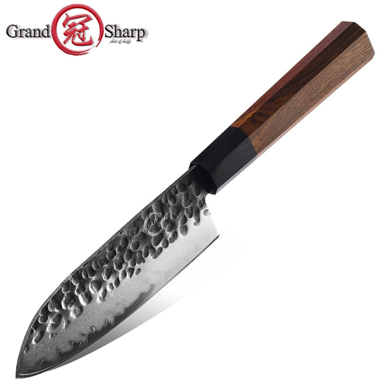 Japanese Chef Knife Set 5-Piece AUS-10 Hammered Steel