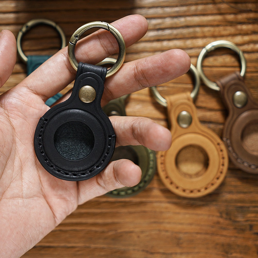 Leather AirTag Keychain Holder for Keys & Pet Collars