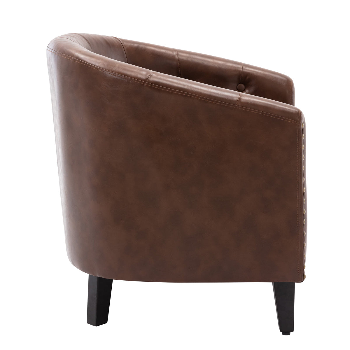 Tufted Tub Chair Faux Leather Accent Chair for Living Room
