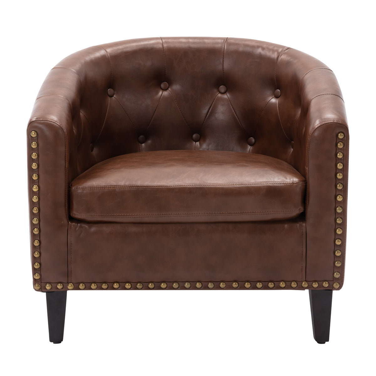 Tufted Tub Chair Faux Leather Accent Chair for Living Room