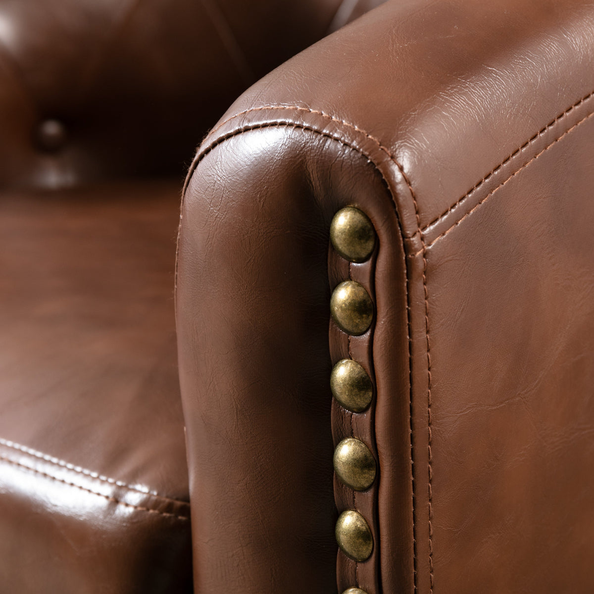 Tufted Tub Chair Faux Leather Accent Chair for Living Room