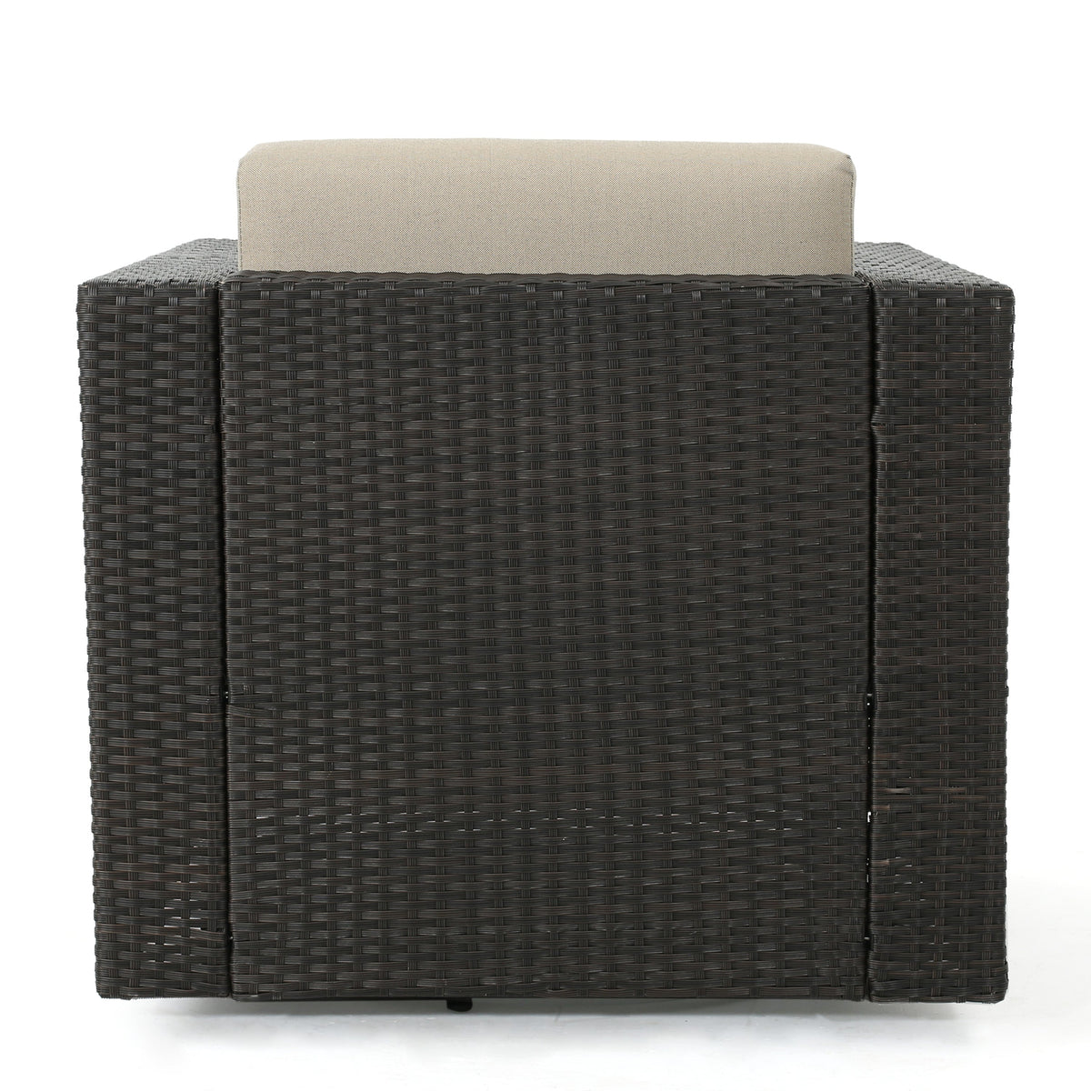 Swivel Patio Lounge Chair, Dark Brown Wicker & Cushions