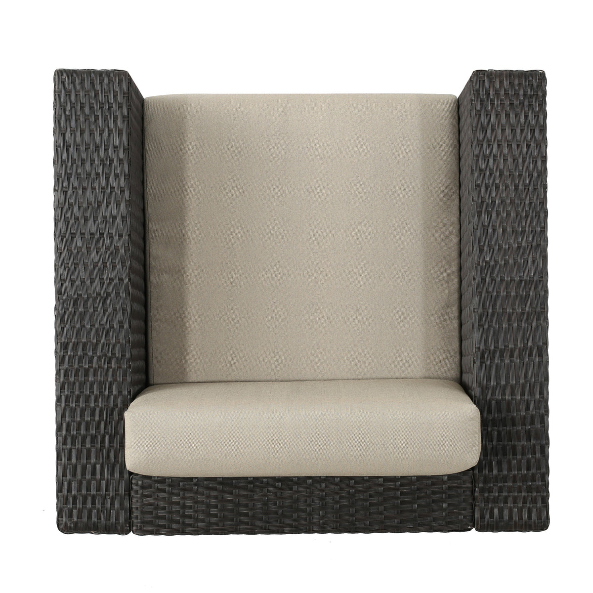 Swivel Patio Lounge Chair, Dark Brown Wicker & Cushions