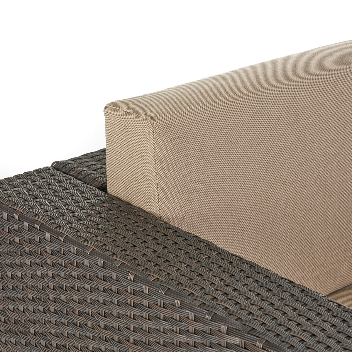 Swivel Patio Lounge Chair, Dark Brown Wicker & Cushions