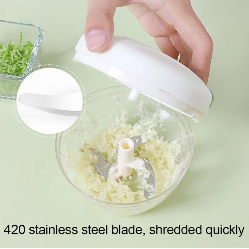 Hand Pull Garlic Chopper with Stainless Steel Blade