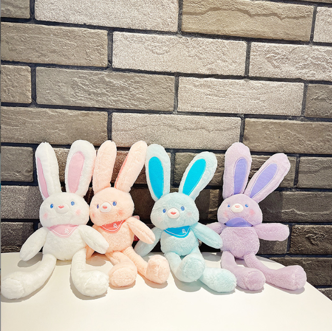 Pullable Rabbit Plush Keychain for Playful Bag Charm