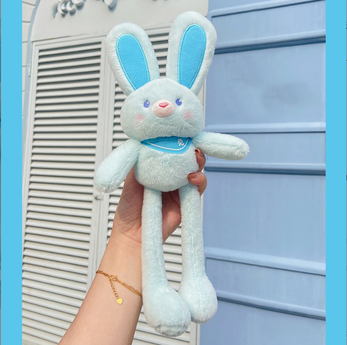 Pullable Rabbit Plush Keychain for Playful Bag Charm