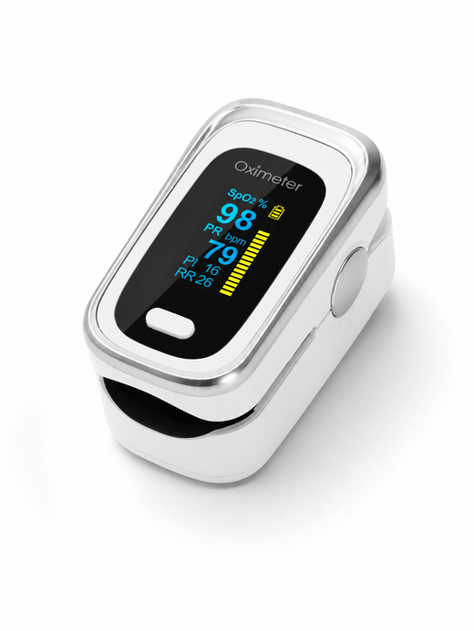 Finger Pulse Oximeter — 4-in-1 SpO2, Pulse, Perfusion & Breath