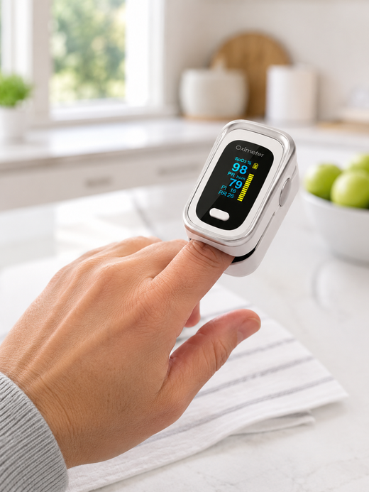 Finger Pulse Oximeter — 4-in-1 SpO2, Pulse, Perfusion & Breath
