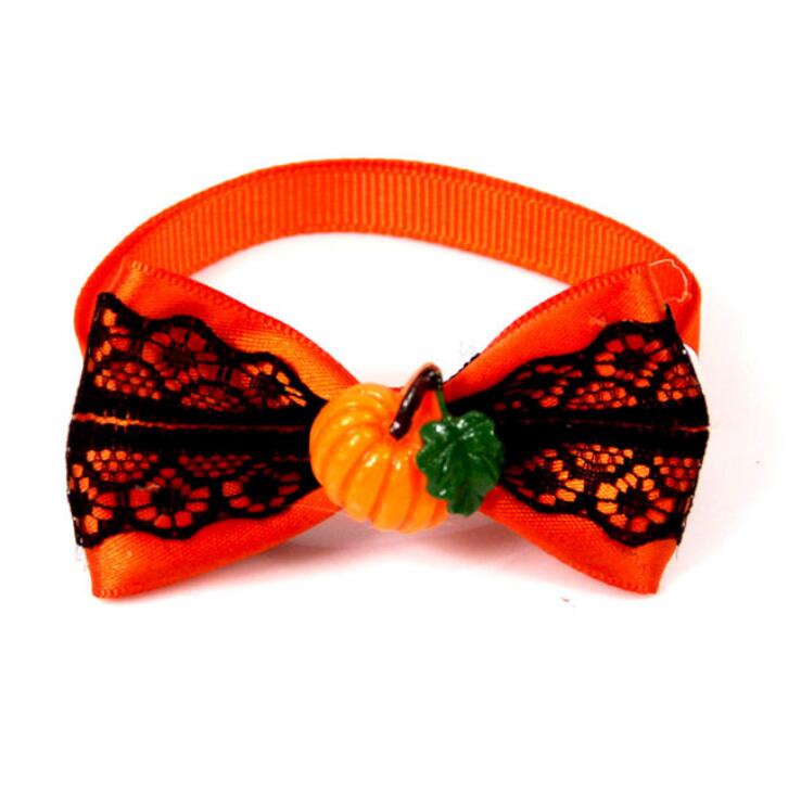 Pumpkin Pet Bow Tie for Festive Halloween Photo Style