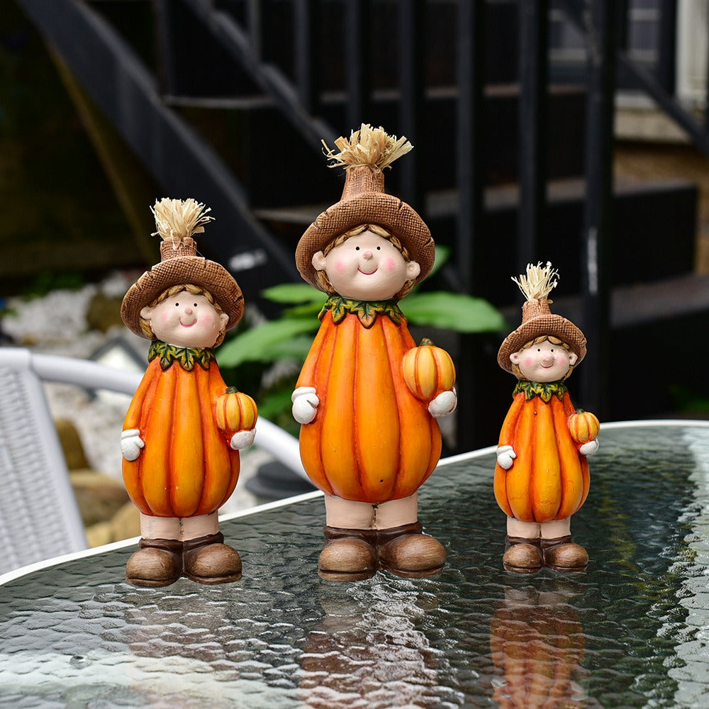 Three-Piece Pumpkin Scarecrow Set for Cheerful Fall Decor