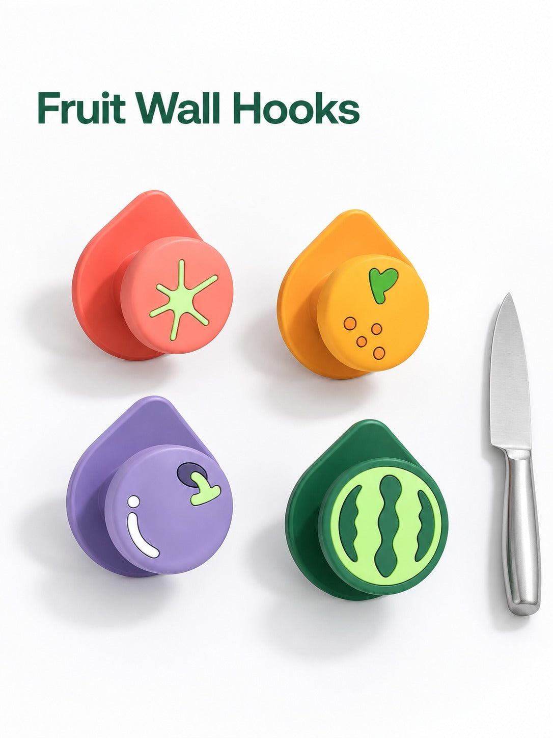 Punch-Free Fruit Wall Hooks for Bathroom and Kitchen