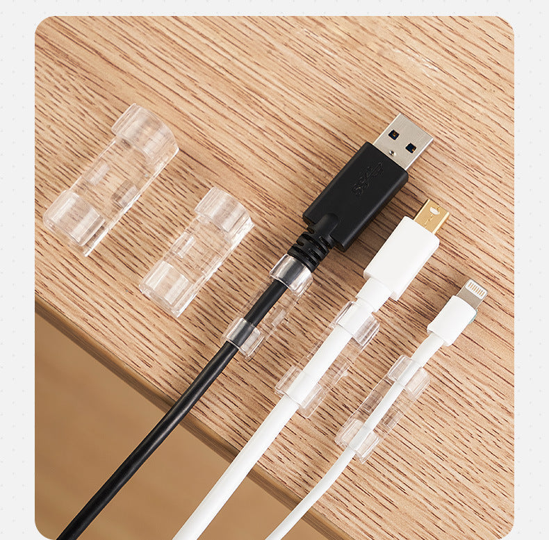 Punch-Free Self-Adhesive Desk Cable Clips for Tidy Setups