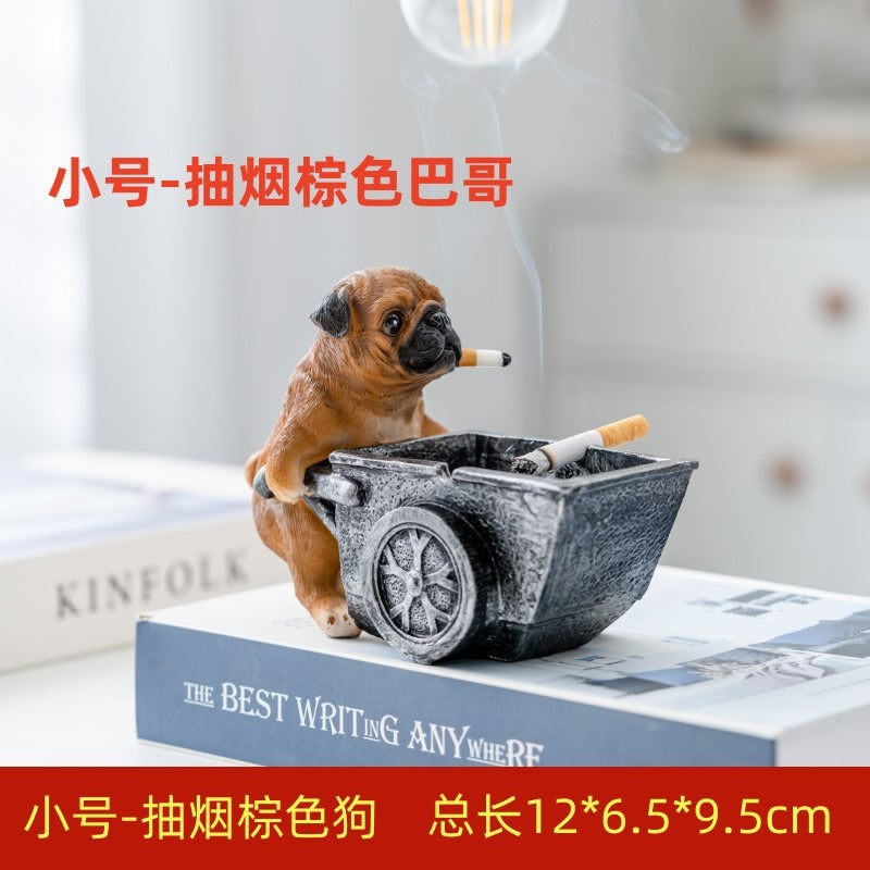 Pug Ashtray Cart – Decorative Ash Catcher for Desks