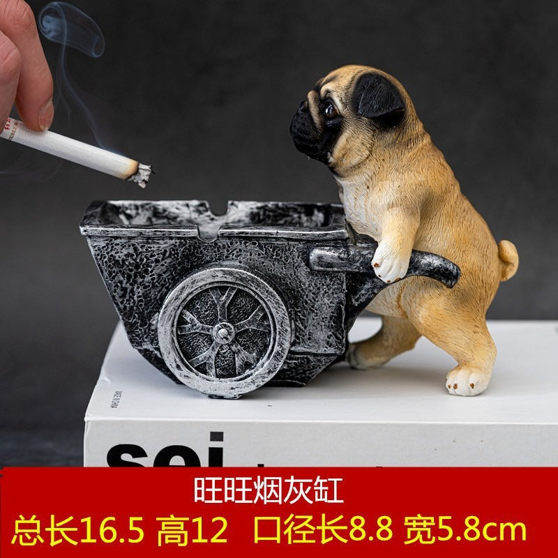 Pug Ashtray Cart – Decorative Ash Catcher for Desks