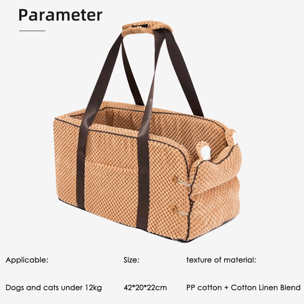 Portable Pet Car Seat for Small Dogs and Cats Travel