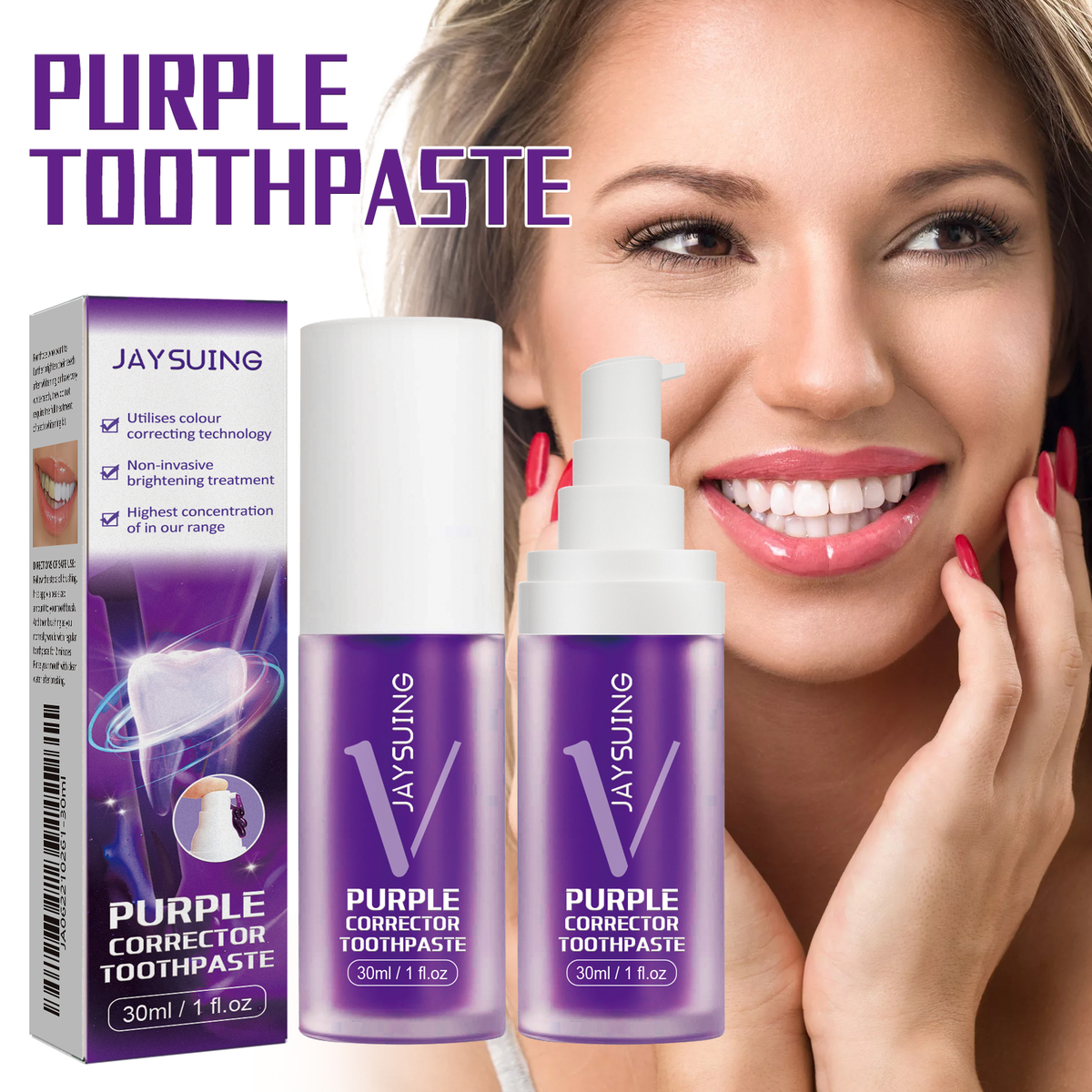 Purple Color-Correcting Toothpaste for Brighter Smiles