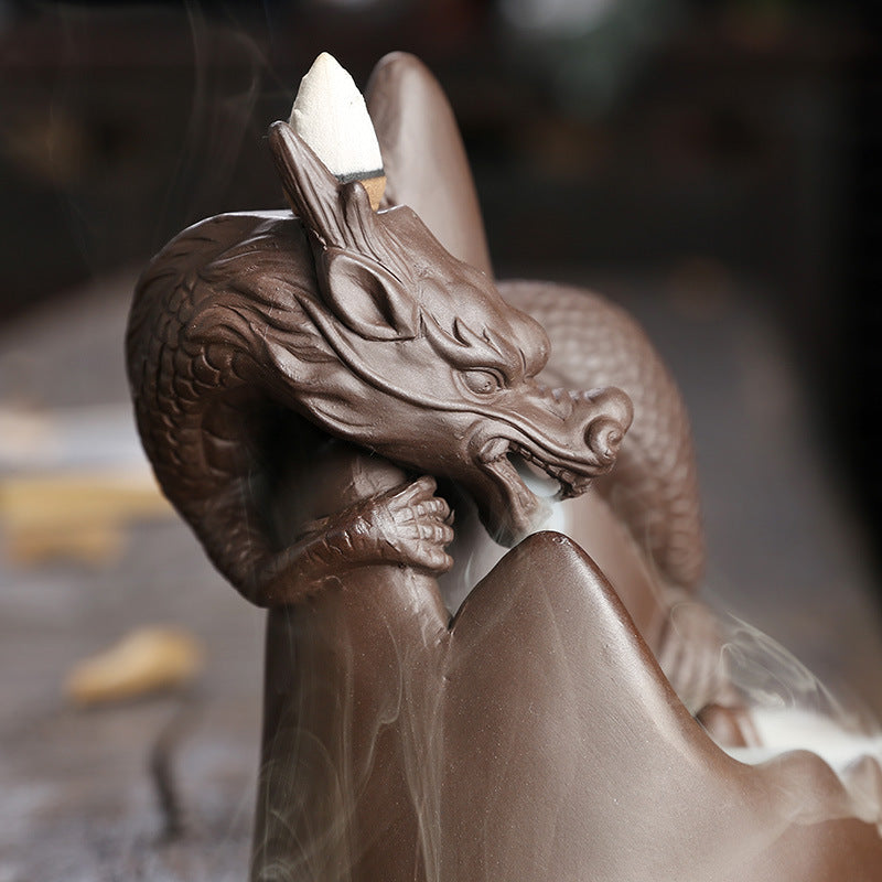 Backflow Incense Burner Dragon Waterfall Smoke Decor