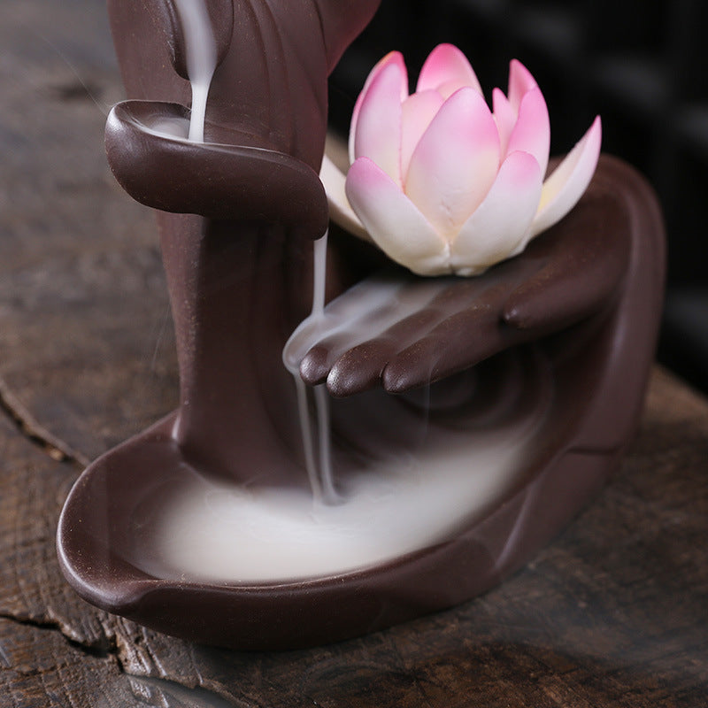 Purple Backflow Incense Burner for Calming Zen Decor