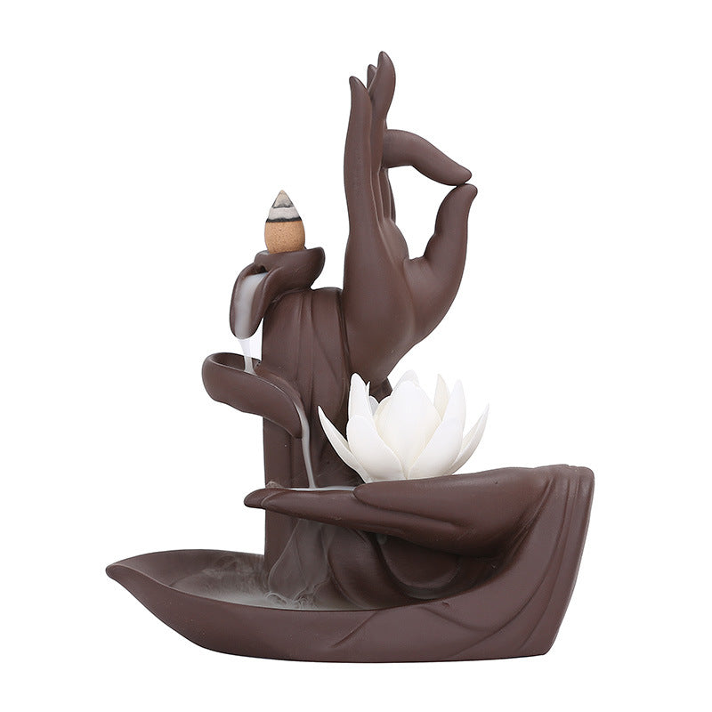 Purple Backflow Incense Burner for Calming Zen Decor