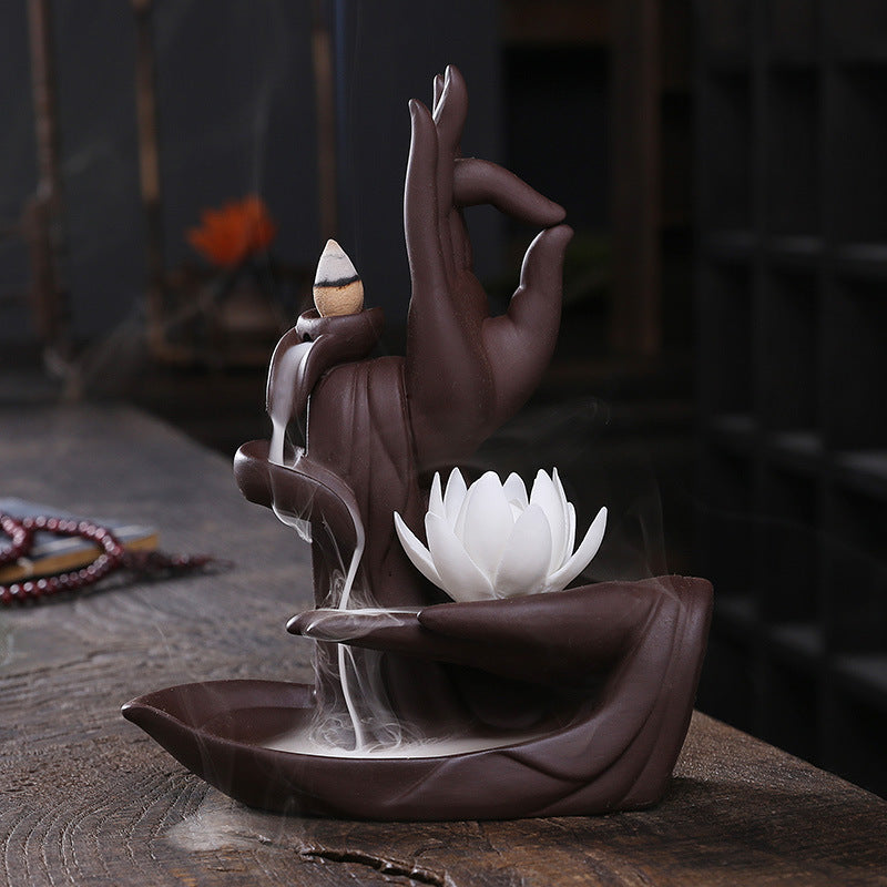 Purple Backflow Incense Burner for Calming Zen Decor