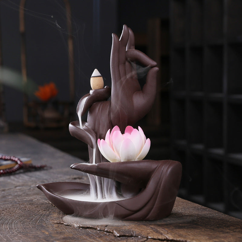 Purple Backflow Incense Burner for Calming Zen Decor