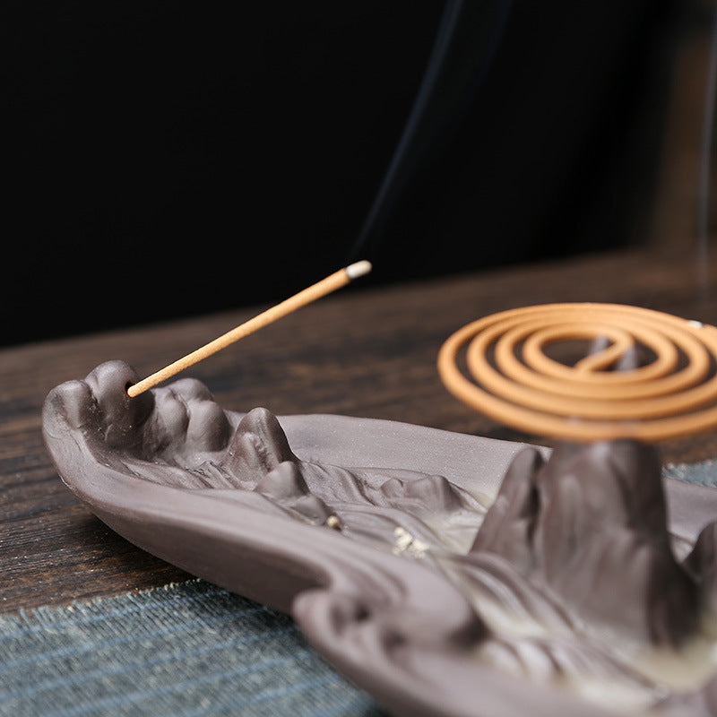 Purple Mountain Backflow Incense Burner for Ambiance